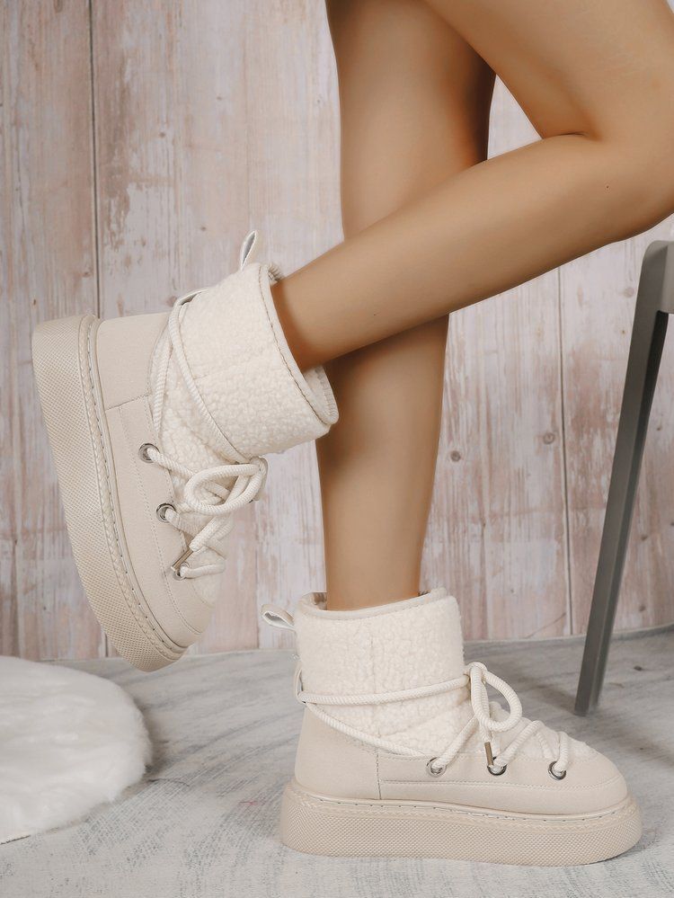 Women's Shoes large size thick bottom cross strap snow boots autumn and winter new thickened mid tube knee length warm women's boots_voghion.com