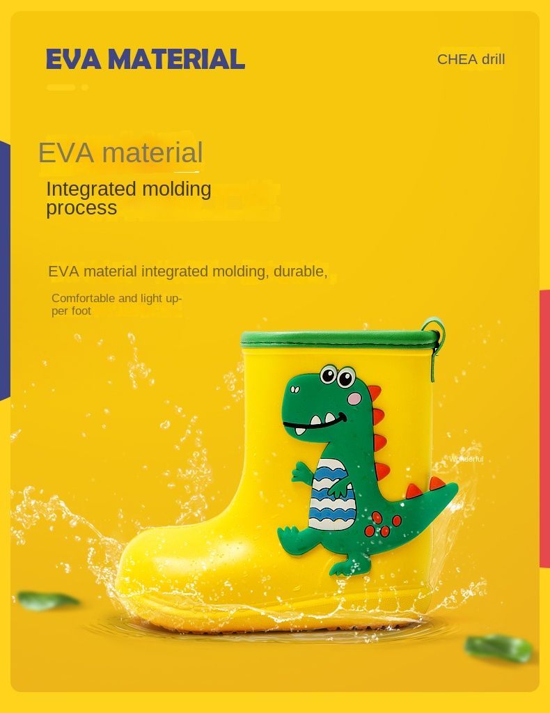 Botas infantis Bebê Meninos Menina EVA Antiderrapante Desenho Animado Dinossauro Chuva para Crianças Sapatos Impermeáveis Botas de Água menina_voghion.com