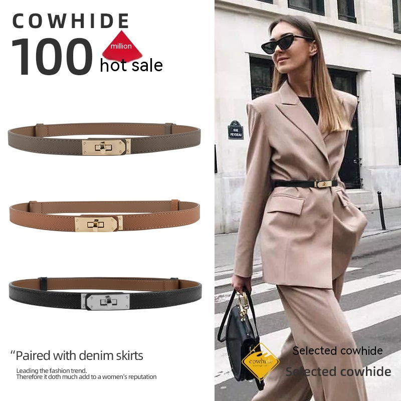 2024 High Quality Antique Style Retro Belt Women's Leather Fashionable Thin Belt Decoration Dress Belt Exquisite Gift_voghion.com