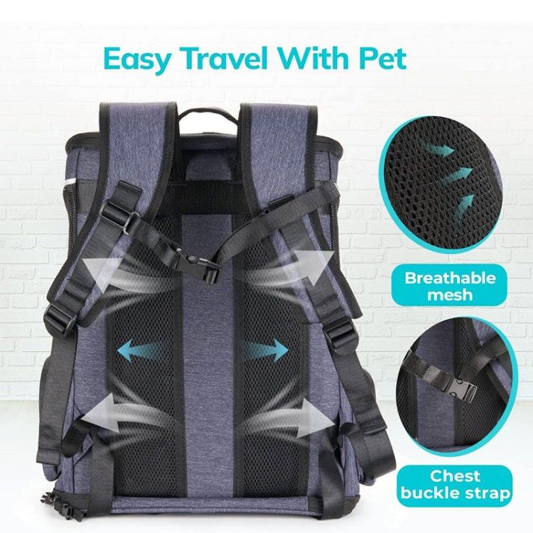 sac à dos pour animaux de compagnie portable et respirant, sac pliable pour chat et chien, sac à dos tendance pour animaux de compagnie_voghion.com
