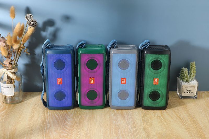 Nuevo Altavoz Bluetooth TG345 para exteriores, luz LED colorida, Radio, tarjeta de inserción, caja, transmisión, Subwoofer_voghion.com