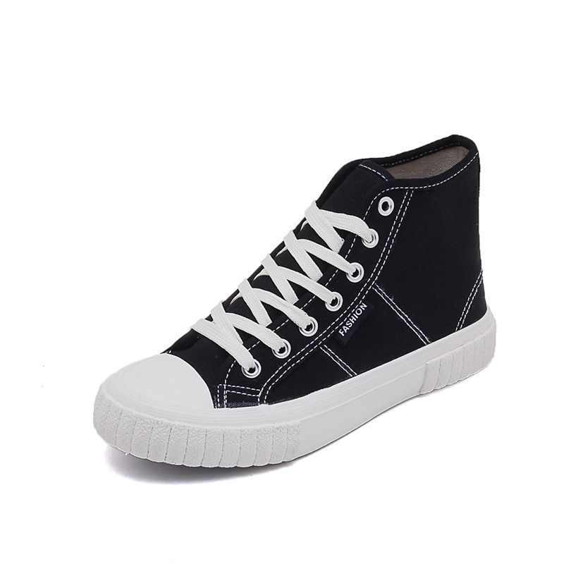 Zapatos de lona de caña alta para mujer, estilo Ulzzang Harajuku, estilo coreano, para otoño_voghion.com
