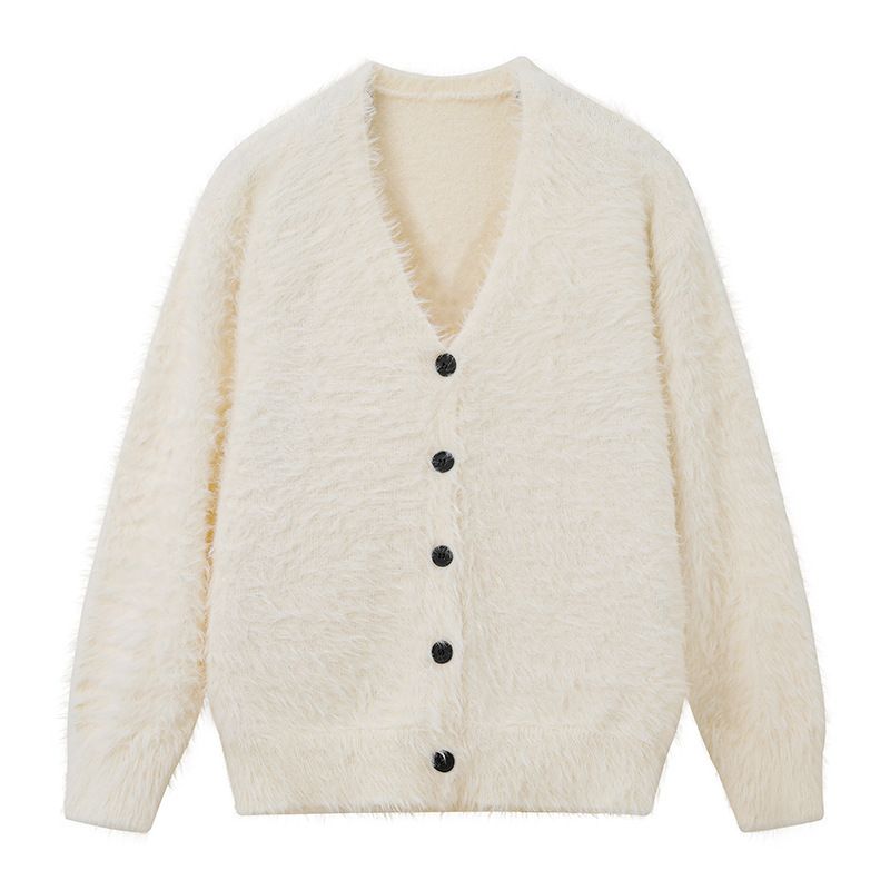 American Retro Cardigan Sweater Men's Autumn And Winter Heavyweight Quality Warm Color-Blocking Cool Knitted Sweater Jac_voghion.com