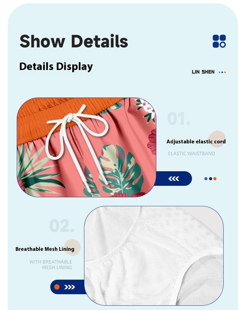 Pantaloni casual estivi stampati, pantaloni da spiaggia in tre parti, pantaloncini da esterno personalizzati ad asciugatura rapida, in rete triangolare, per uomo_voghion.com