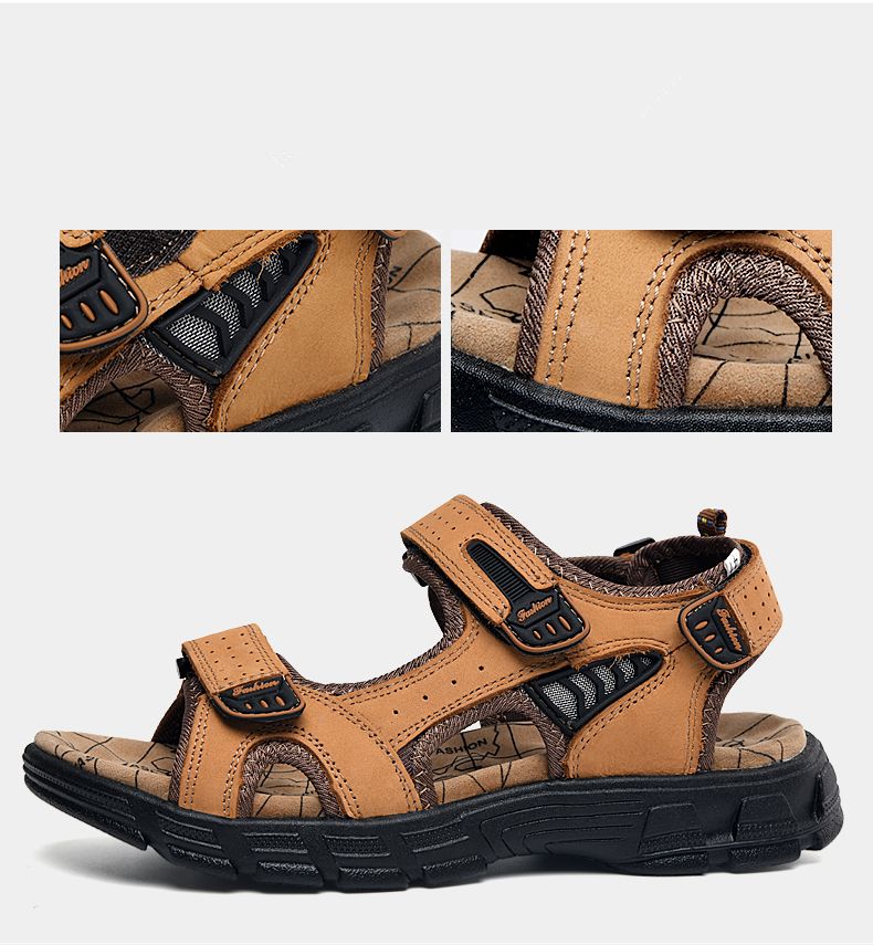 Echt Lieder Männer Sandalen Summer Fräizäit Männer Schong Héichqualitativ mëll Casual Sandalen fir Männer Strand Wanderschong Gréisst 46_voghion.com