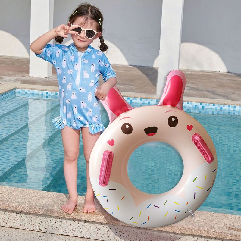 Cartoon Inflatable Small Pink Rabbit Children's Swimming Ring With Handle Thickened Anti-rollover Floating Ring_voghion.com