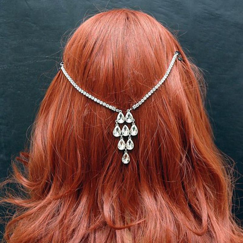 ornamenti per la testa a forma di goccia d'acqua sposa matrimonio retrò squisito pettine con strass accessori per capelli parte posteriore della testa accessori di alta qualità_voghion.com