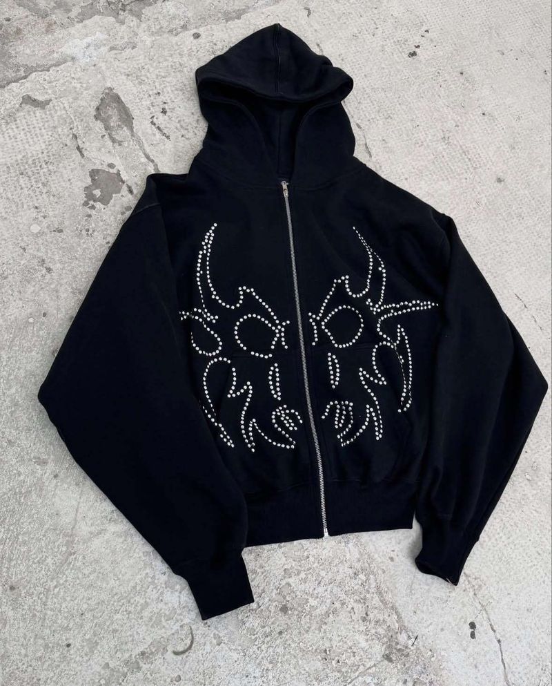 Felpa con cappuccio e cerniera da uomo, stile hip hop, stile street, stile hot, stile gotico, stile casual, unisex_voghion.com