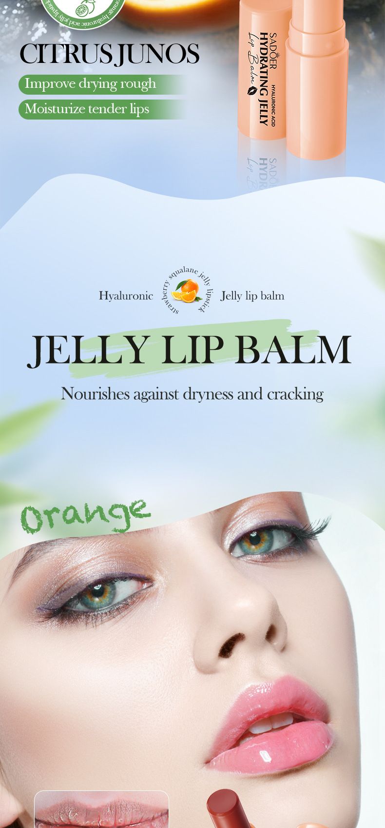 Lip Balm SADOER Strawberry Squalane Moisturizing Jelly Anti-Dry Crack Lip Balm_voghion.com