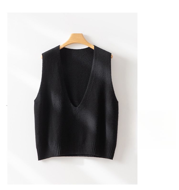 2025 Nuovo gilet da donna in pura lana merino australiana con scollo a V, elegante e versatile, lavorato a maglia a strati_voghion.com