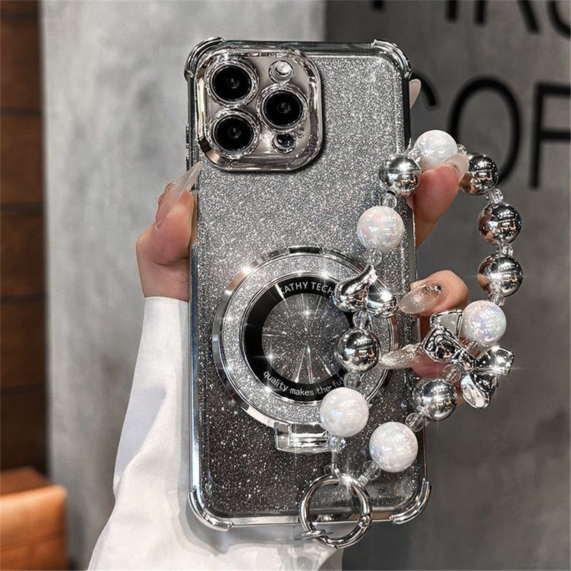 Luxury Bead Bracelet Ring Shockproof Case For Huawei Nova 13 Pro 12 11 10 9 8 7 6 5 Pro SE Silicone Glitter Stand Holder Cover_voghion.com