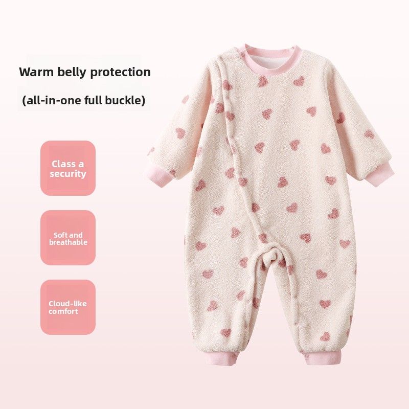 Baby-Einteiler aus dickem Fleece, Kinderpyjama für Herbst und Winter, warmer Baby-Schlafsack, Loungewear der Klasse A_voghion.com