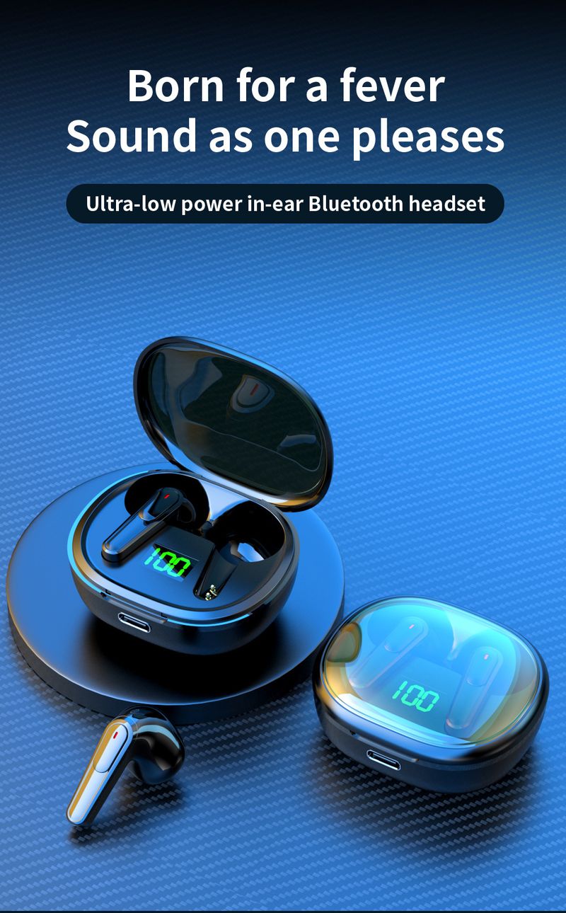 Nytt Pro50 trådløst TWS Bluetooth-hodesett 5.3 i-øret langt LED digitalt display mobiltelefon universelt hodesett_voghion.com