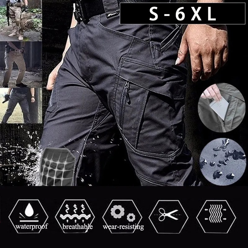 Pantaloni cargo tattici da uomo, pantaloni da combattimento, pantaloni militari dell'esercito, tasche multiple, pantaloni casual da lavoro, escursionismo, taglia forte 6XL_voghion.com