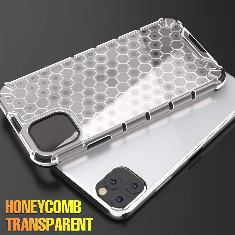 Honeycomb Clear Shockproof Case For iPhone 14 13 12 11 Pro XS Max Hybrid TPU Transparent Armor Cover For iPhone X XS XR 7 8 Plus_voghion.com