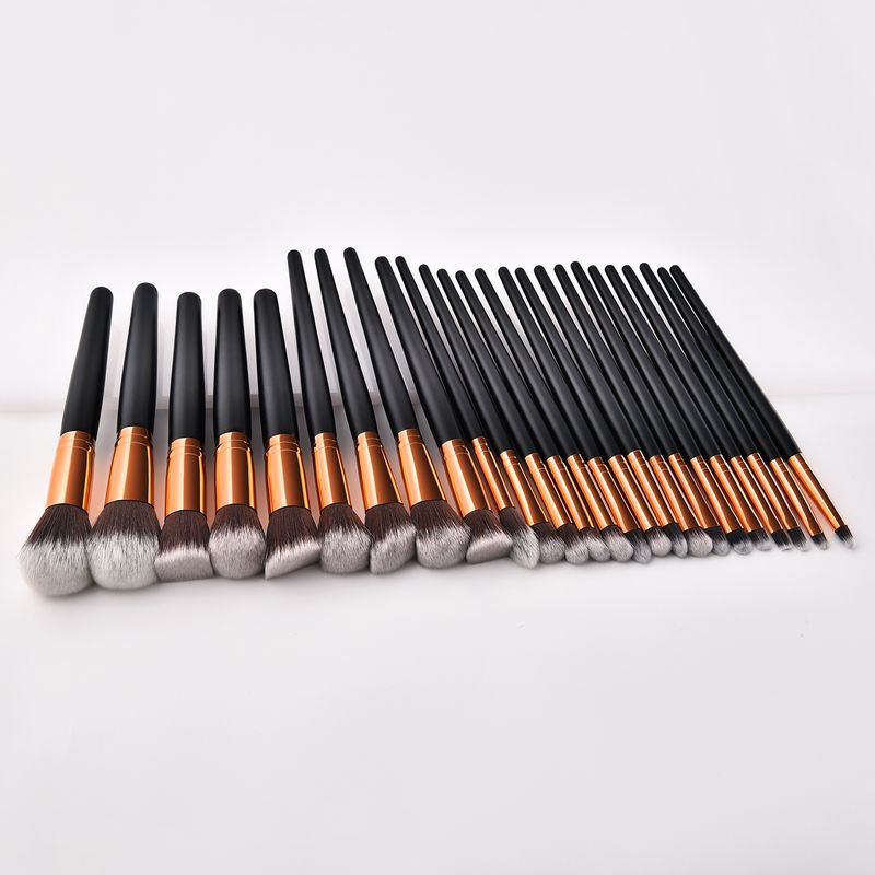 Set di pennelli per trucco da 25 pezzi, pennello per cipria, pennello per fard, pennello per ombretto, strumenti per trucco in oro nero GUJHUI_voghion.com