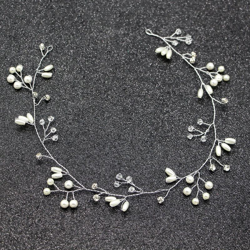 European and American bride 35cm bride handmade pearl headband headdress wedding dress accessories headband_voghion.com