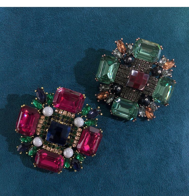 Classic Square Geometric Rhinestone Brooch Fashion Women's Coat Pin Accessory Corsage_voghion.com