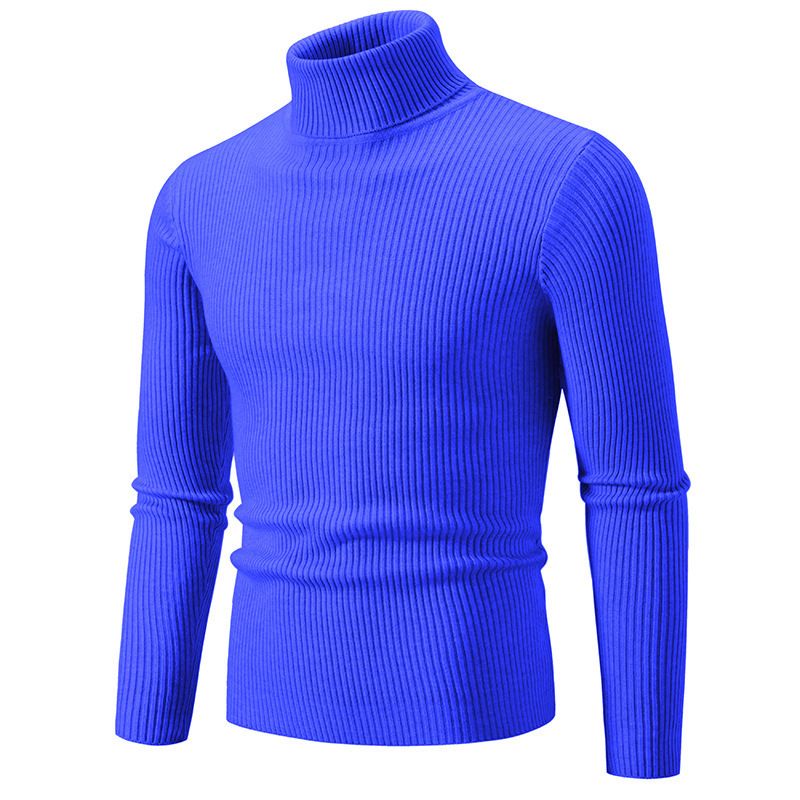 Maglione da uomo in maglia, collo alto, vestibilità slim, casual, tinta unita, a maniche lunghe, per autunno e inverno. Abbigliamento da uomo_voghion.com