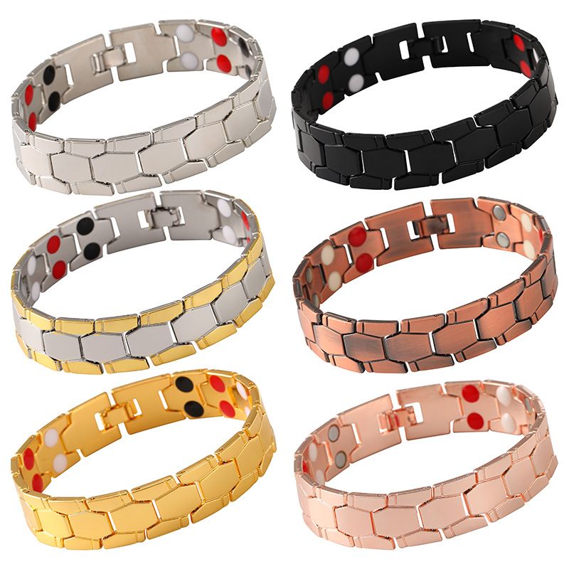 Sechseckiges Magnetarmband für Männer und Frauen – Verstellbare Unisex-Manschette mit geometrischem Design – Stilvoller Paarschmuck in Silber, Gold, Roségold und Schwarz_voghion.com