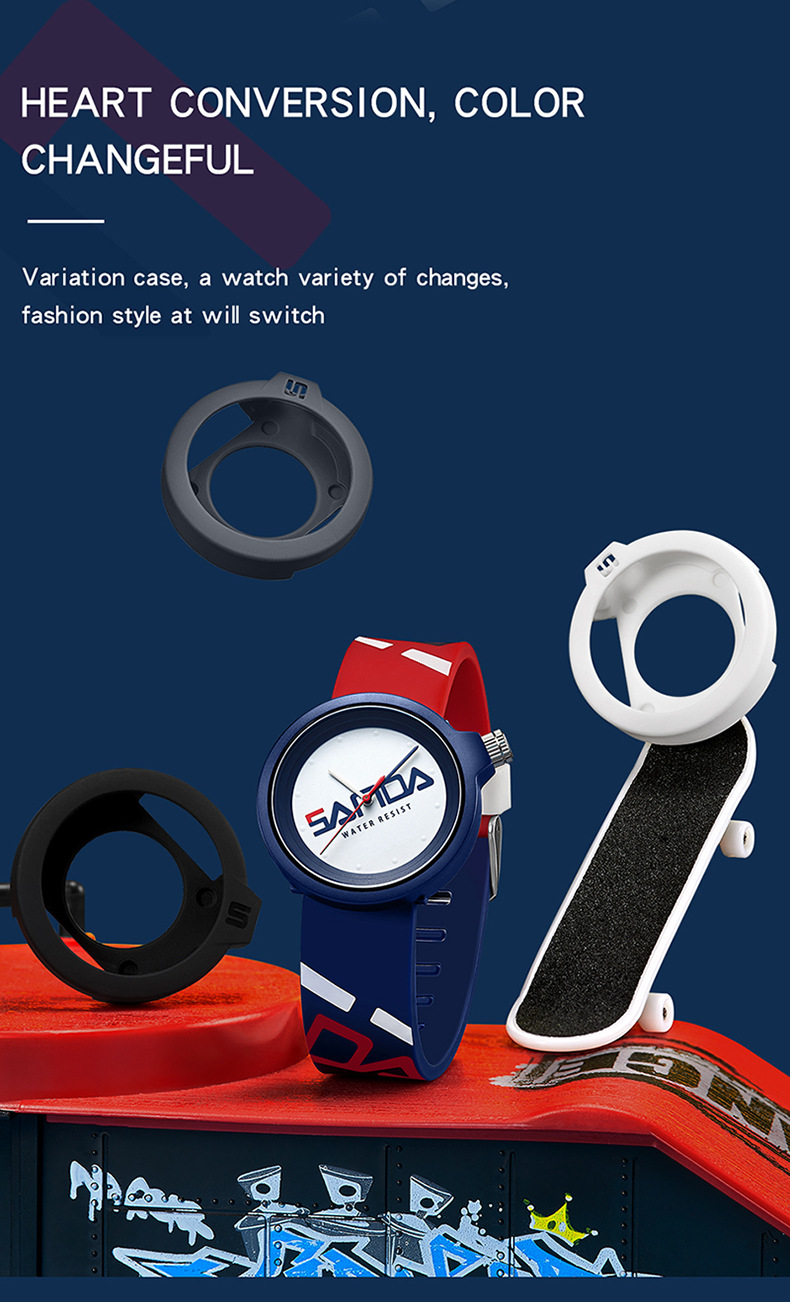 Sanda New 3201 Silicone Tape Male Female Student Trendy, Cool, Simple and Personalized Children's Quartz Watch_voghion.com