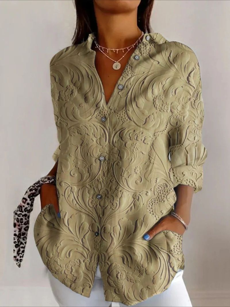 Chemise ample décontractée à boutons pour femme, motif imprimé 3D, offre spéciale, automne 2025_voghion.com