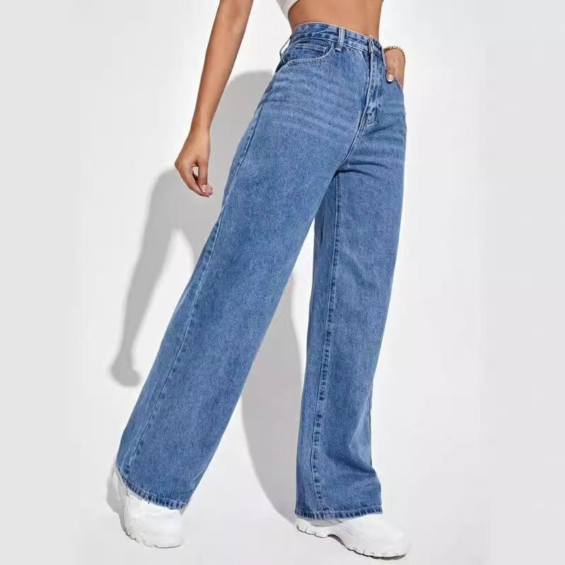Vêtements pour femmes nouveaux jeans droits pour femmes amples confortables décontractés polyvalents_voghion.com
