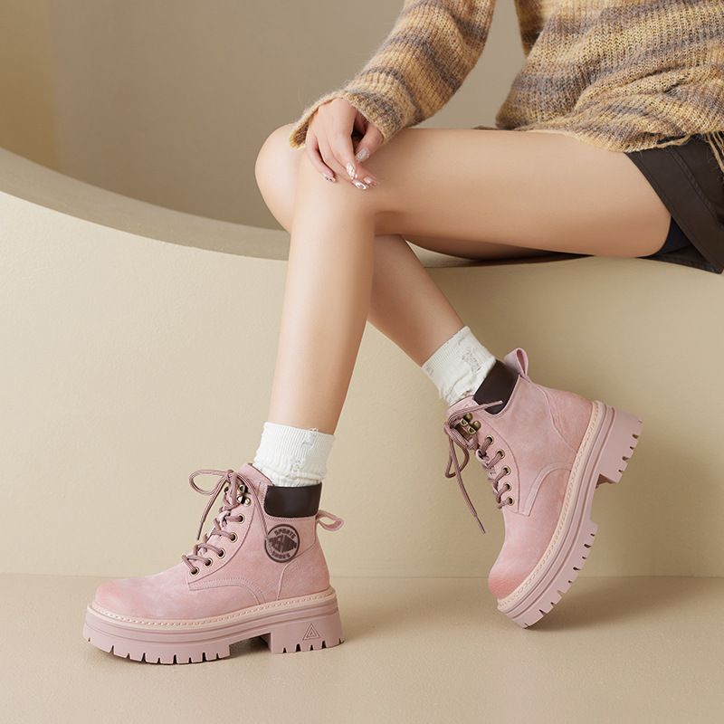 White Deer Same Style 2024 Martin For Women, New Autumn Outdoor Hiking Climbing Yellow B, First Layer Pigskin Work_voghion.com