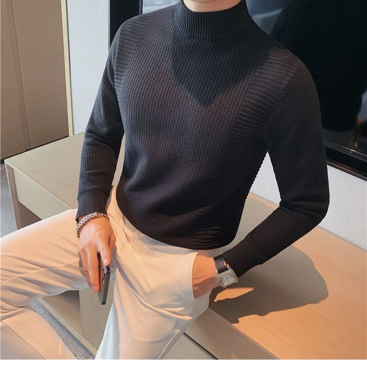 Slim-Fit Mid-Crew Neck Sweater – Lightweight Knit Pullover For Layering (M-XXXL, Poly-Blend Thermal Base Layer, Streetwear Essential)_voghion.com