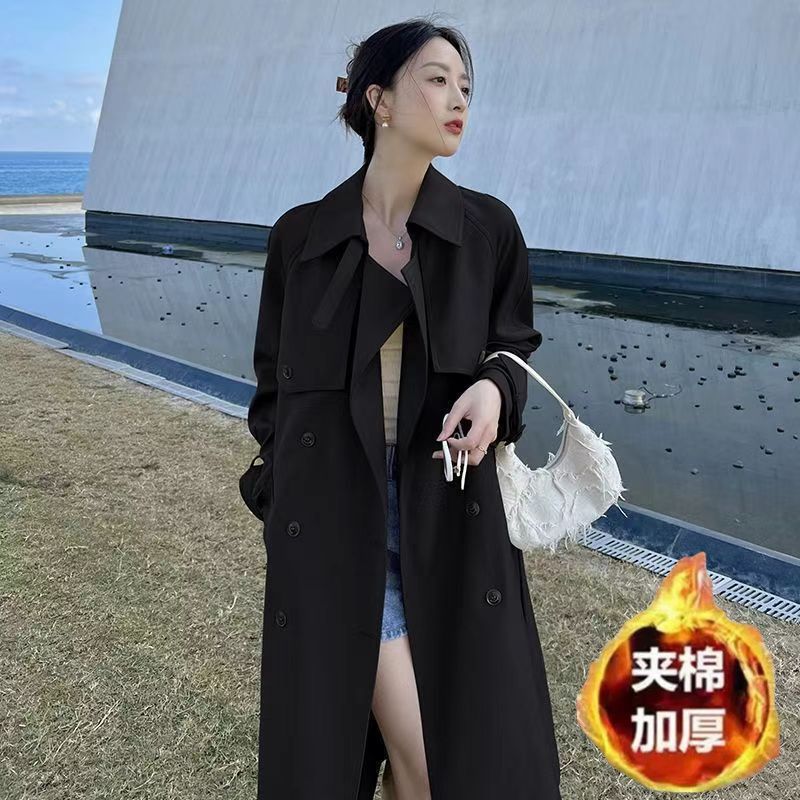 Koreaanse stijl mid-length trenchcoat lente herfst nieuwe kleine hoge Britse casual overjas voor vrouwen_voghion.com