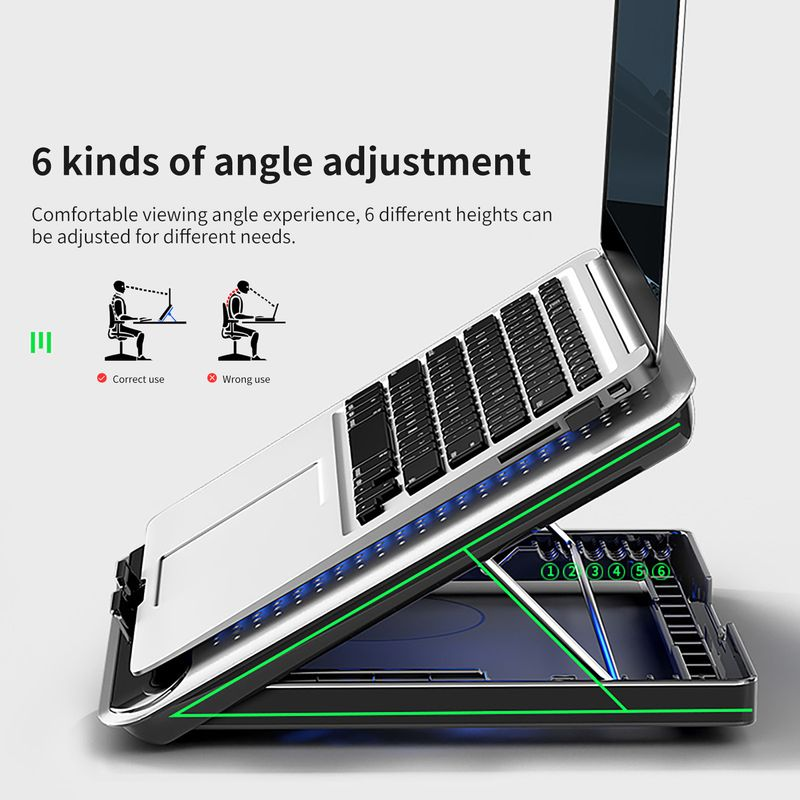 Xinweiqing laptopkoeler Dual USB verstelbare draagbare geluidsarme notebook-koelpad voor gaming_voghion.com
