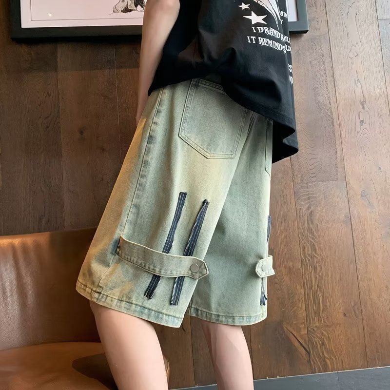 Amerikanische Denim-Shorts für Herren im Sommer, neues Design, Sinn für Nische, Fünfviertel-Trendmarke, High Street-Hose_voghion.com