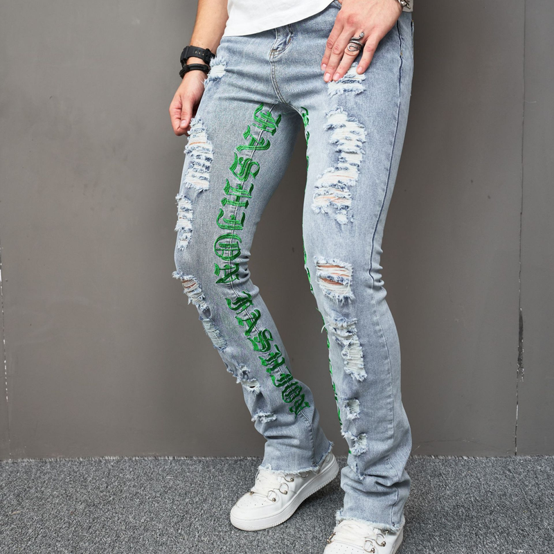 Herr Bootcut Broderi Moderiktiga Leggings_voghion.com