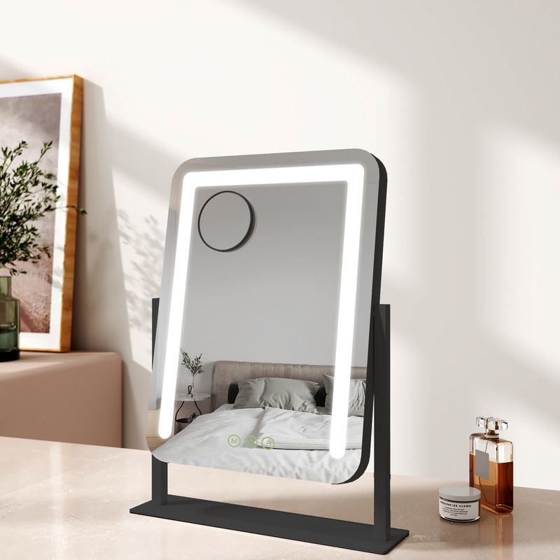 EMKE LED Vanity Make Up Mirror With Lights Stand Dressing Table Mirror Black_voghion.com
