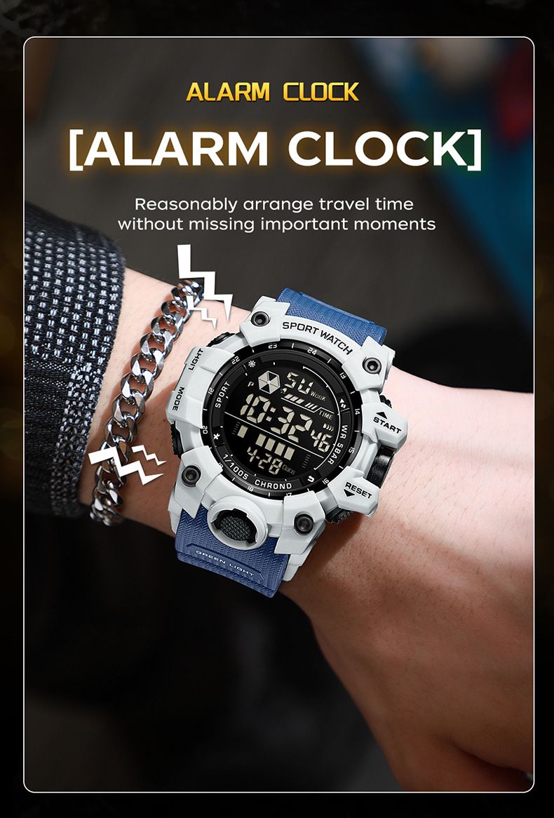 Orologio digitale impermeabile da uomo e da donna con retroilluminazione a LED, sveglia, cronometro, datario, orologio sportivo leggero per l'uso quotidiano_voghion.com