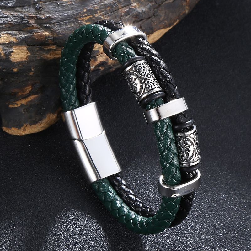 Nuovo braccialetto da uomo in acciaio inossidabile con chiusura magnetica incisa al laser, stile hip-hop rock_voghion.com