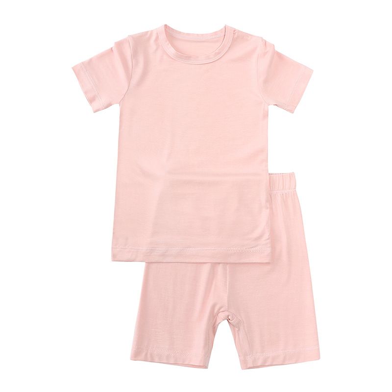 Kinderbekleidung Kinderkleidung Kinderanzug Sommer dünner Bambusfaser-Zweiteiler mit kurzärmeligen Shorts für kleine und mittelgroße Kinder_voghion.com