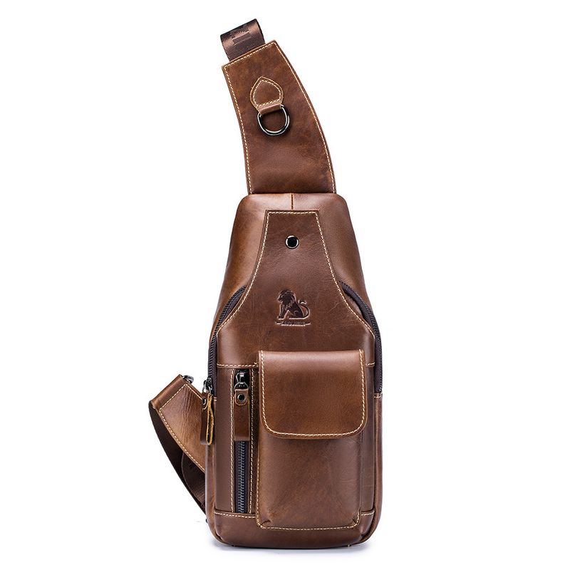 2025s Old Lion Men's Genuine Leather Single Shoulder First Layer Cowhide Front Crossbody Chest Bag Russia_voghion.com