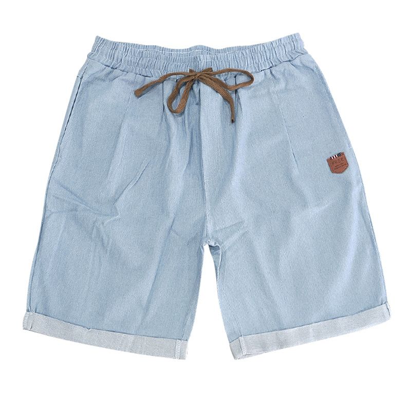 Herren Neue gewaschene einfache Shorts Casual Sports Loose Cotton Denim Fünf-Minuten-Hosen_voghion.com