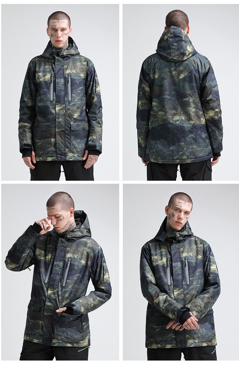 001 001 Herren Winddichte, wasserdichte, warme, gefütterte Jacke für Outdoor-Aktivitäten im Schnee, geeignet für Doppel- und Einzelboards, Skijacke_voghion.com