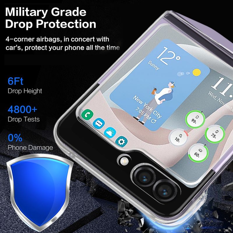 For Samsung Galaxy Z Flip 6 5 4 Mobile Phone Case With Hinge Protection Full Cover Hard PC Shockproof Slim Transparent_voghion.com