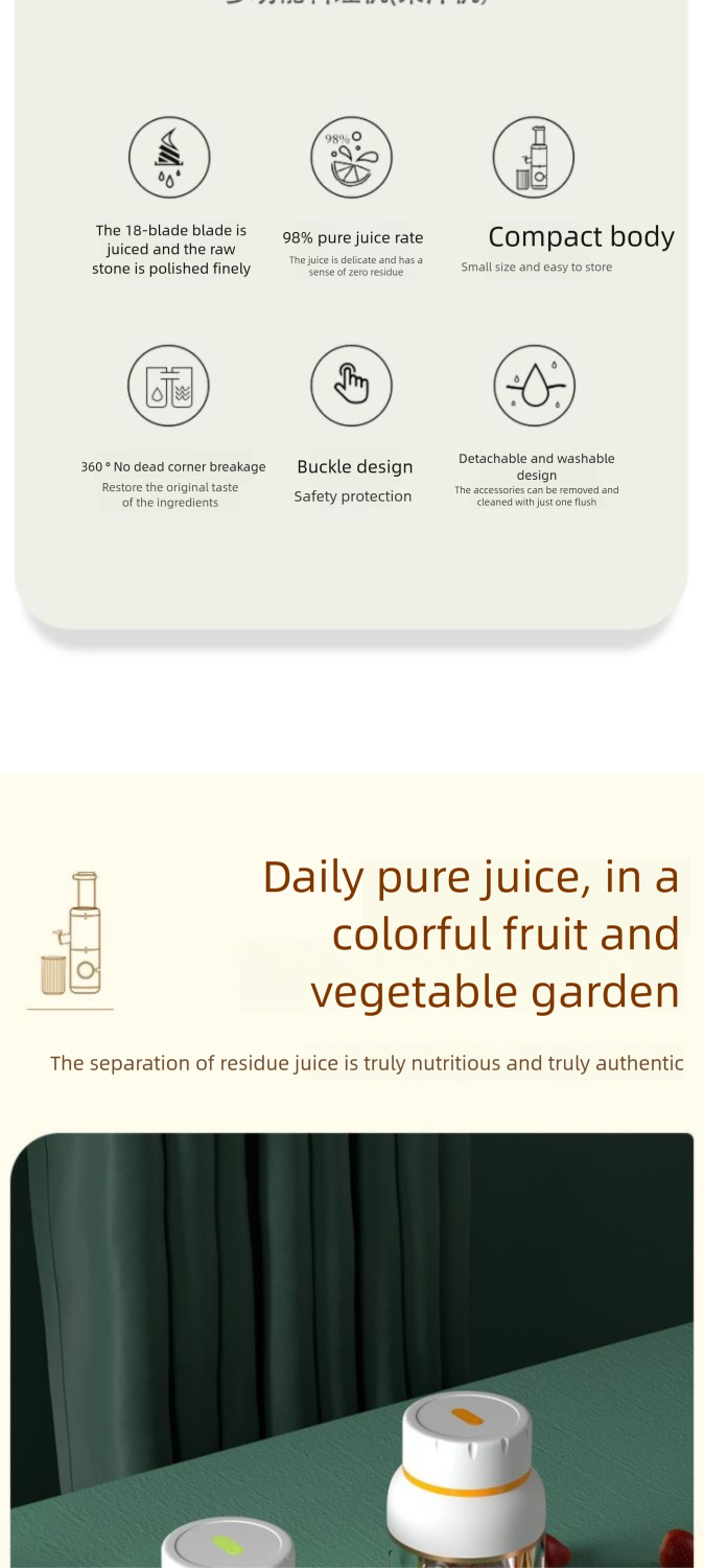 Entsafter der deutschen Marke, kabellos, große Kapazität, tragbar, Entsafter, Eiszerkleinerung, Mixerbecher mit Doppeldeckel_voghion.com