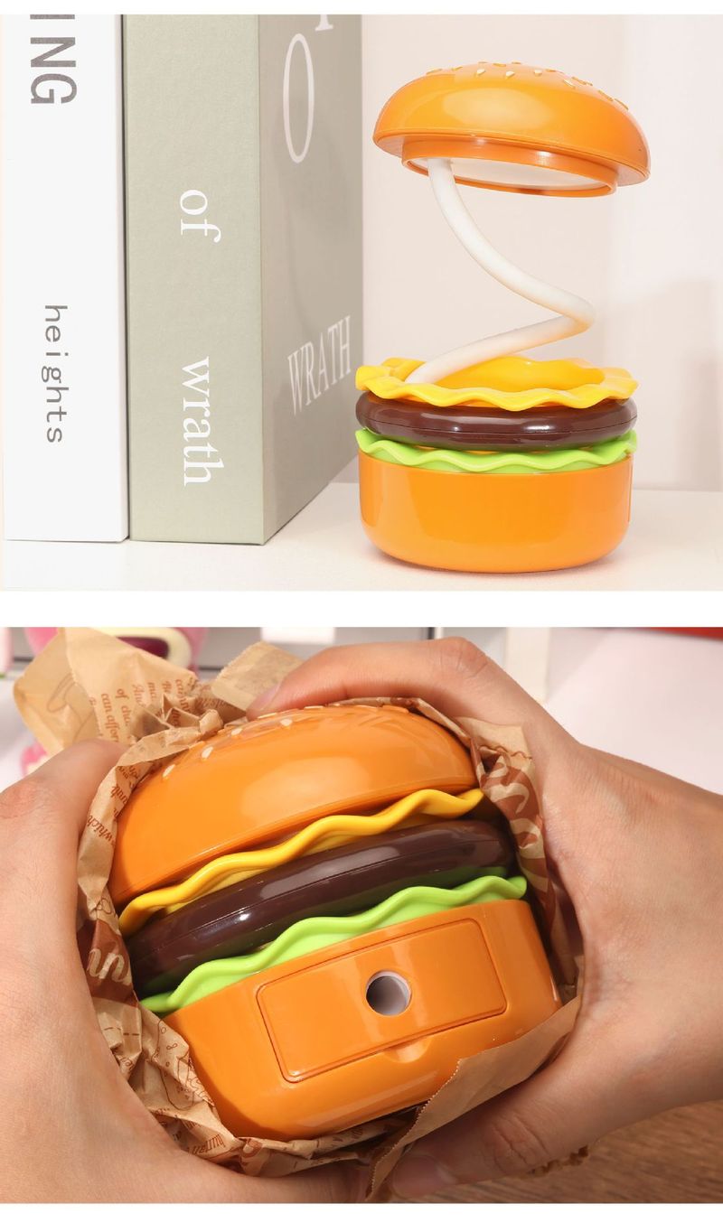 Nuova luce notturna creativa per hamburger, LED ricaricabile, per dormire sul comodino, per bambini, studio, temperamatite, lampada da scrivania pieghevole_voghion.com