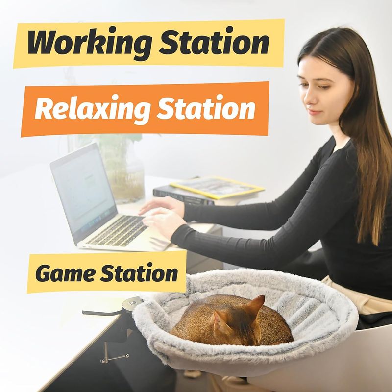 Table Hammock Office Computer Desk Hanging Bed Suspended Stand Cat Nest_voghion.com