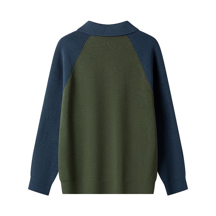 Korean Style Knitted Half Zip Pullover Men's New Autumn And Winter Raglan Sleeve Casual Loose Sweater_voghion.com
