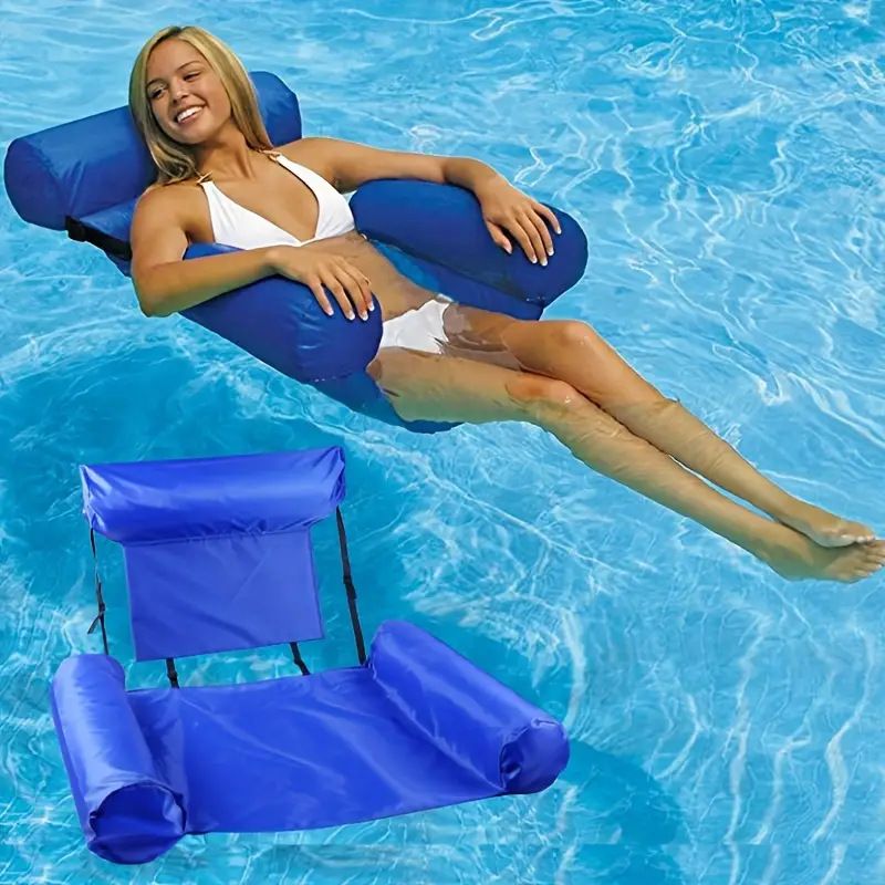 Chaise longue gonflable avec dossier pour piscine, hamac flottant pour adultes, matelas pneumatique pliable pour la natation et les bains de soleil_voghion.com
