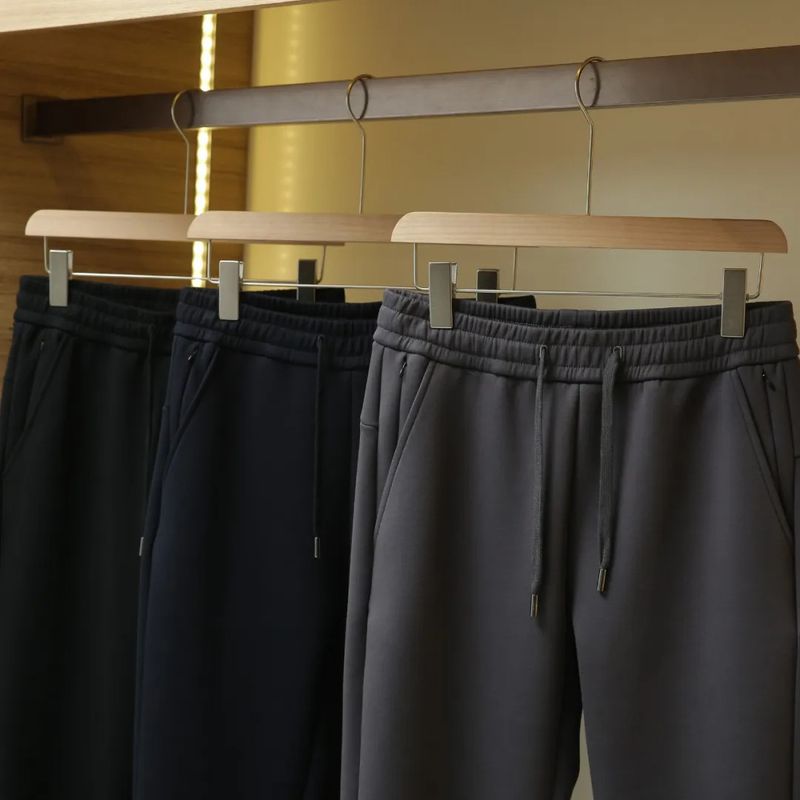 Dubbellaagse gebreide joggingbroek voor heren - Ultrazacht katoen met stretch voor sportschool en lounge (M-XXXXXL, 3 kleuren) | Windbestendig en anti-pilling_voghion.com