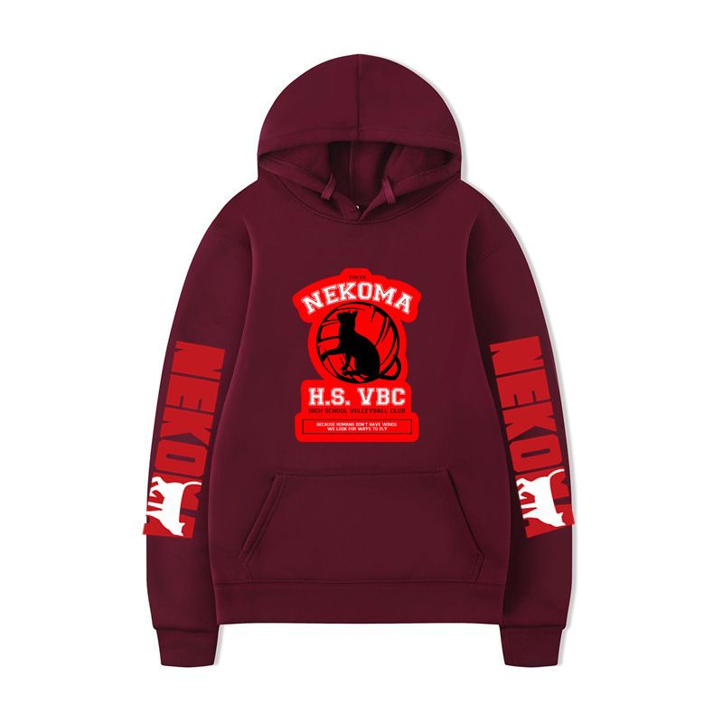 Felpa con cappuccio casual e ampia a maniche lunghe con stampa di personaggi anime, autunno e inverno_voghion.com