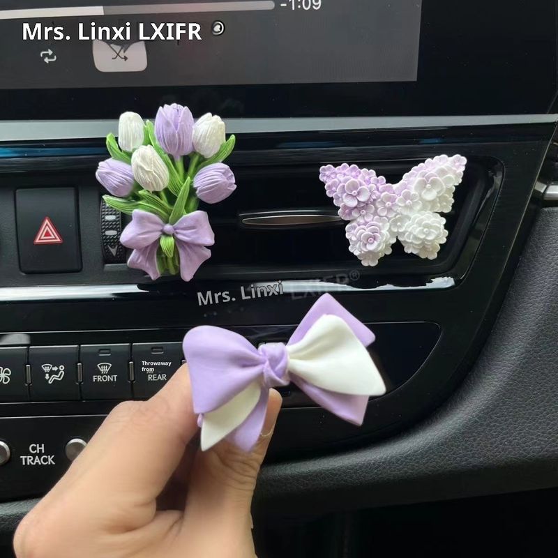 Small Deng Small Deng Perfume Car-mounted Air Vent Aromatherapy Car Interior Goddess Style Bowknot Fragrance_voghion.com