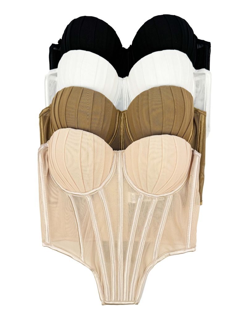 Women's Clothing Pleated Design Herringbone Bra High End Outer Wear Bra With Cup Pads Body Shaping Sling_voghion.com